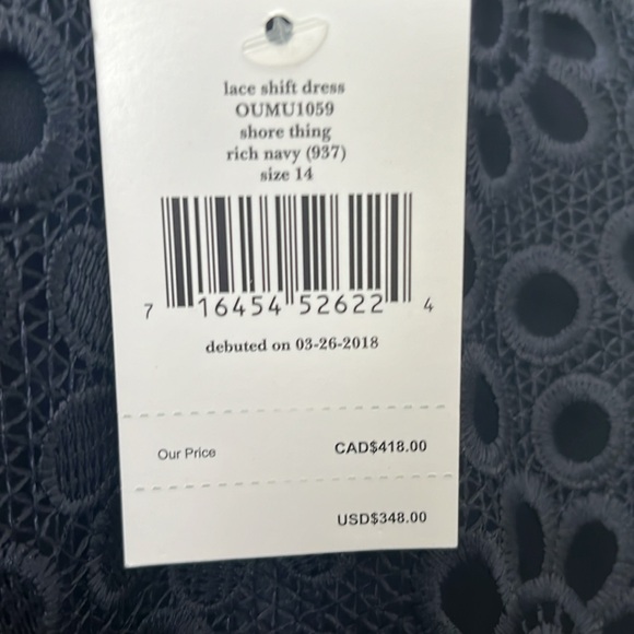 Kate Spade NWT Lace Shift Dress in size 14 Shore thing Rich Navy - Picture 3 of 8